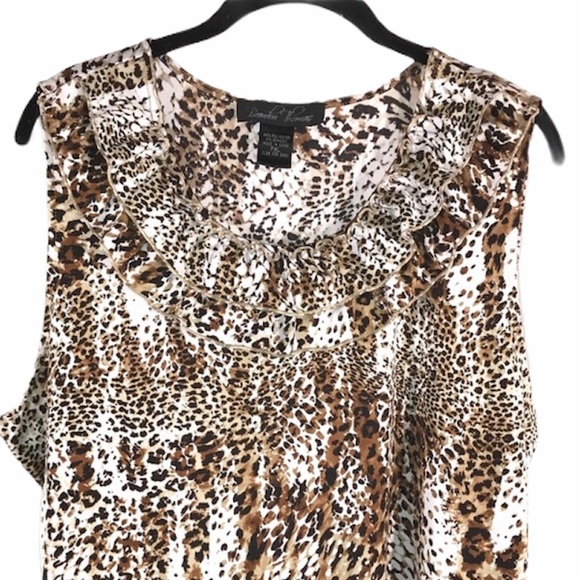 Leopard Ruffle Layers Top, size PXL - Picture 2 of 8